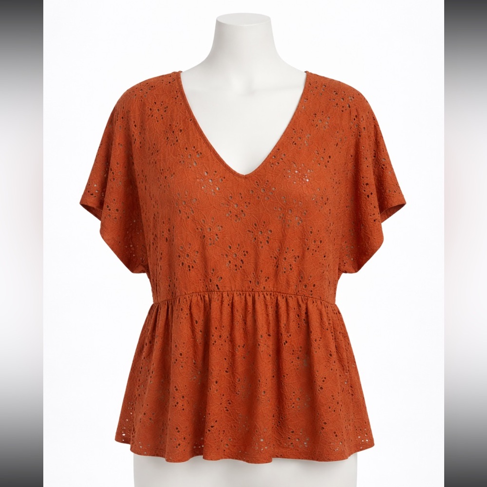 Nanette Lepore Terracotta Lace Blouse
